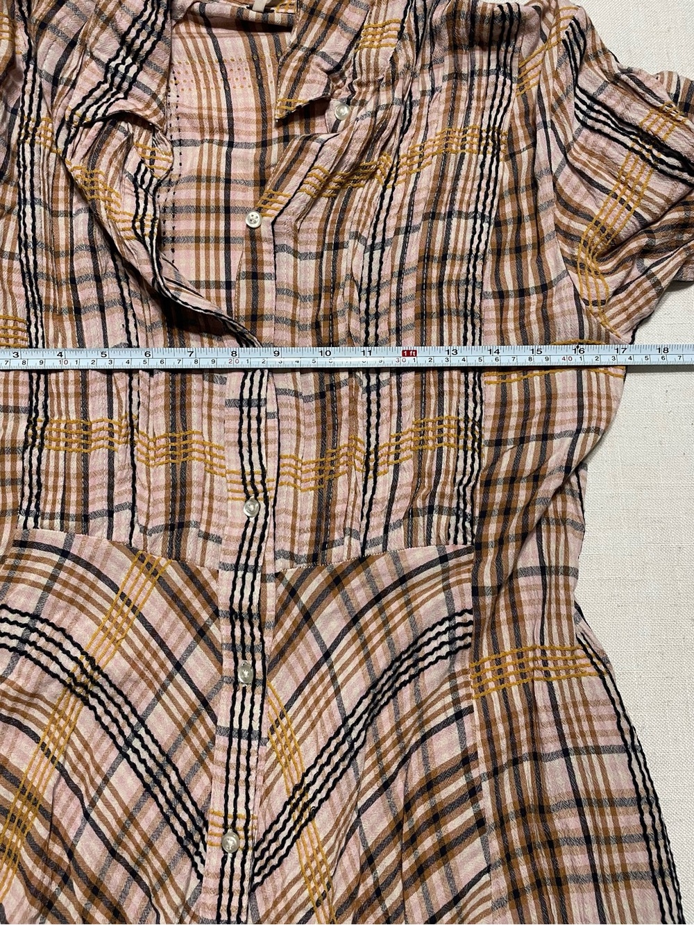 Free People Sadie Plaid Maxi Dress Button Front Duster Size S - Picture 7 of 8